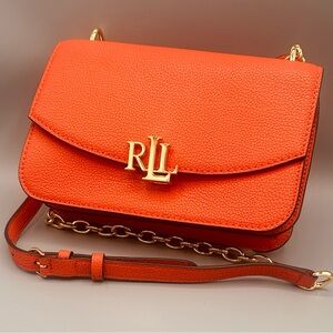 Ralph Lauren Vibrant Orange Small Pebble Leather Madison Crossbody Bag